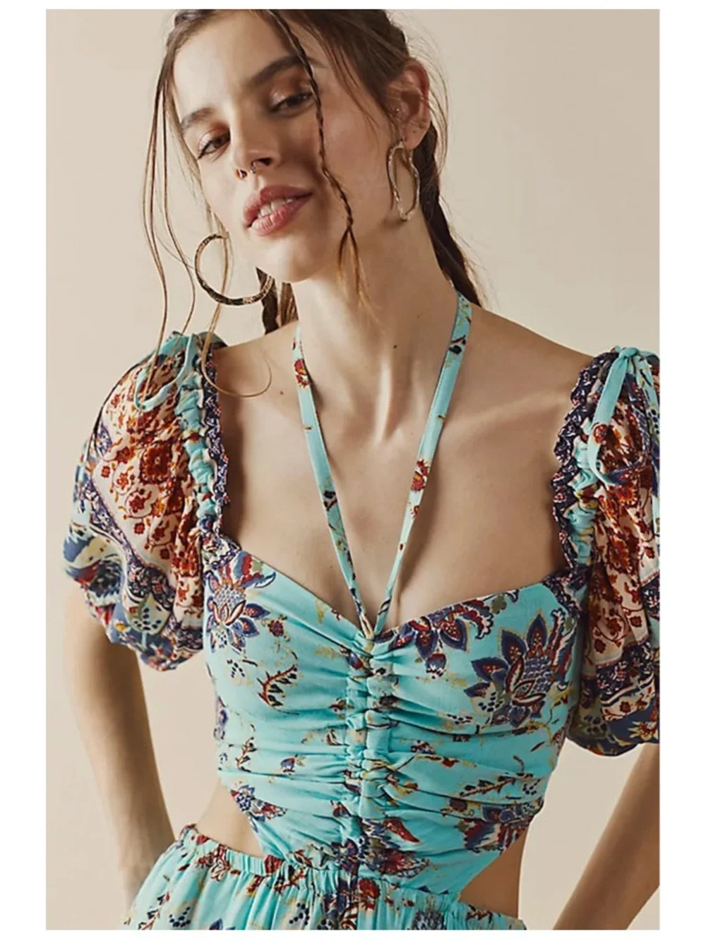 Free People Bali Citrus Skies Floral Print Wide-Leg Jumpsuit